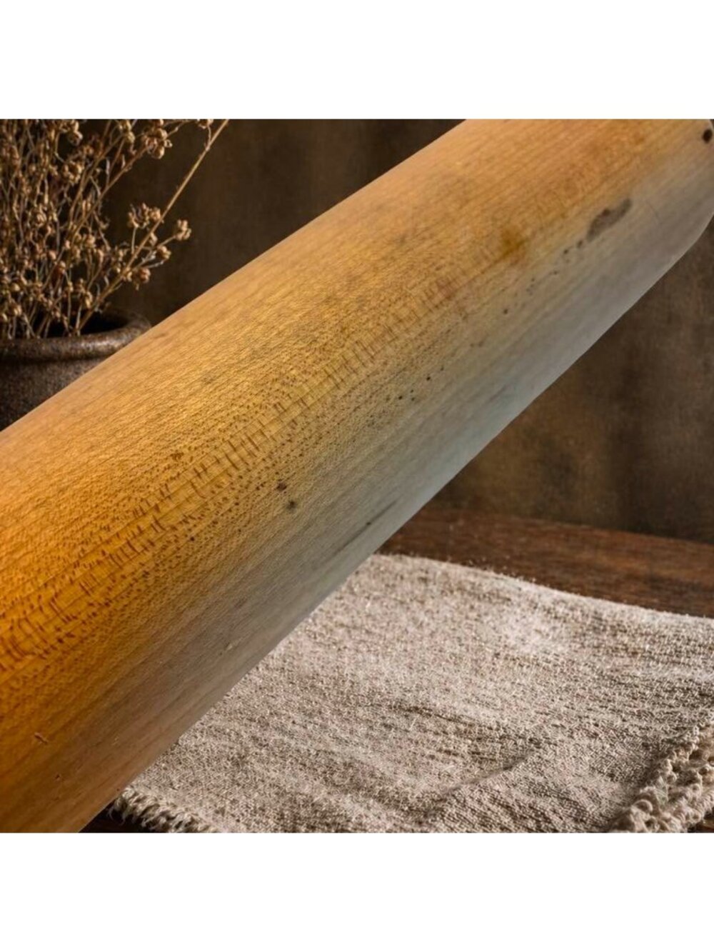 Vintage Wooden Heavy Rolling Pin With Handles THICK Rustic Kitchen Decor 15 Inch - Picture 6 of 6